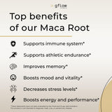 gflow vitamins Organic Maca Root Capsules 1500mg - Made with Black, Red, Yellow Peruvian Maca Root Extract & Black Pepper - 120 Vegan Pills - Supports Energy, Performance & Mood for Men & Women