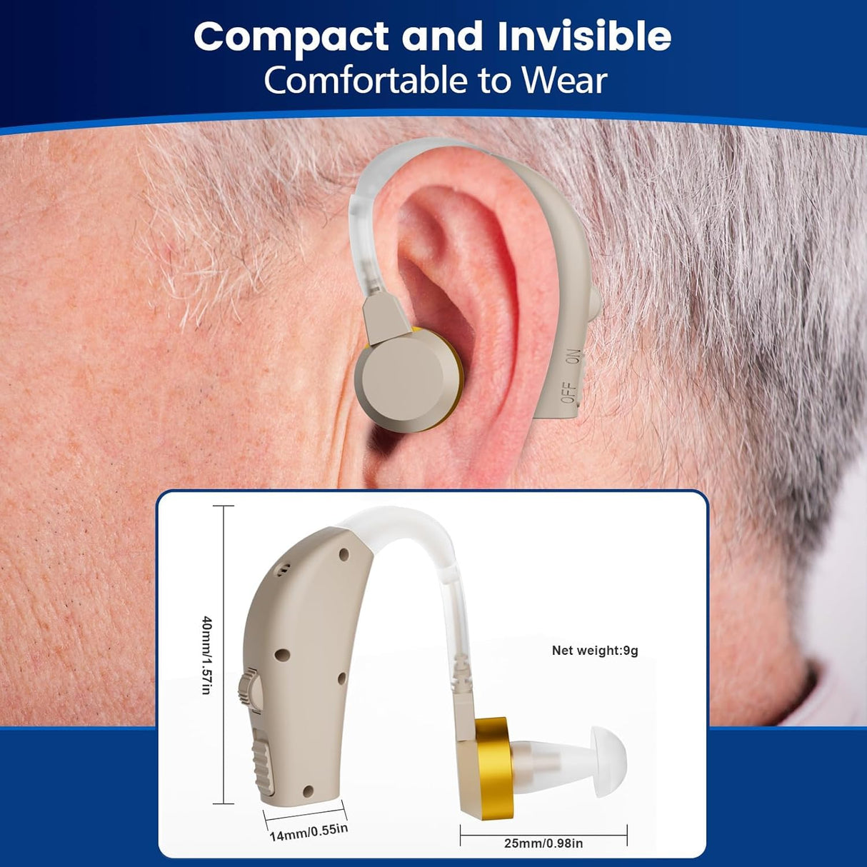 Hearing Amplifier, Hearing Aids for Seniors Use Rechargeable with Noise Cancelling, Digital Hearing Aids for Adults Mild to Moderate Hearing Loss - All Accessories Included