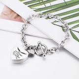 XIUDA Heart Urn Bracelet for Ashes Stainless Steel Memorial Jewelry Cremation Bracelet Locket Holder Bangle Link Chain for Women Men