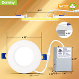 DAMINY 12 Pack 4 Inch 5CCT LED Recessed Light with Night Light,Ultra-Thin,Canless recessed Lighting 4 in,9W=80W,700LM,Dimmable Wafer Lights,ETL Certificated