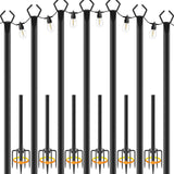 NUERPO 7 Pack String Light Poles,Metal Poles for Hanging Outdoor Light Strings,7 Pack 10 FT Light Poles Stand for Outside Garden,Patio,Wedding,Backyard,Deck,Party