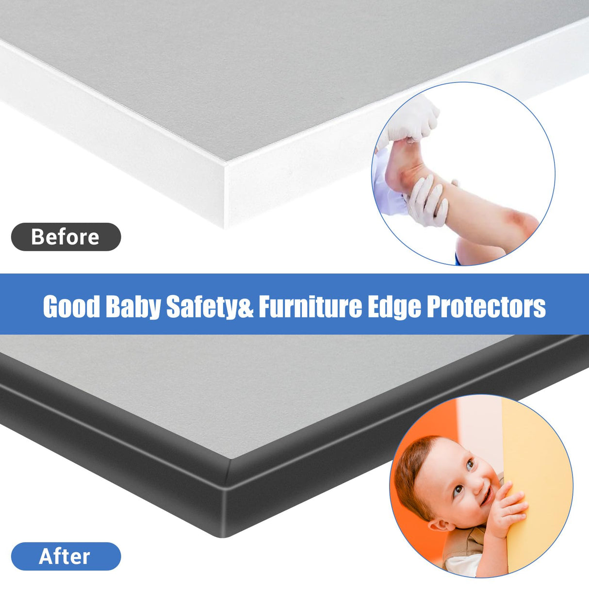 Rubber Edge Trim, Self-Adhesive U Channel Edge Protector for Plywood, Cabinet, 1/2" Wood Edge Banding, Flexible Furniture Repair, EPDM Material, Fit 1/2"(12mm), Length 10Ft, Black
