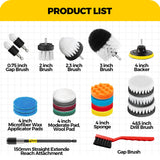 Holikme 22Pack Drill Brush Attachments Set, Scrub Pads & Sponge, Buffing Pads, Power Scrubber Brush, Car Polishing Pad Kit,Wax Applicator Pad,Car Cleaning Kit,Cleaning Supplies,Masonry Brushes,White