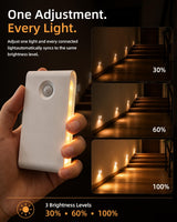 EZVALO 6 Pack Motion Sensor Night Lights, Sync LED Stair Lights Indoor, 1500mAh Rechargeable, Magnetic & Dimmable, 3000K Soft White, Portable Nightlight for Hallway, Stairs, Bathroom, Bedroom