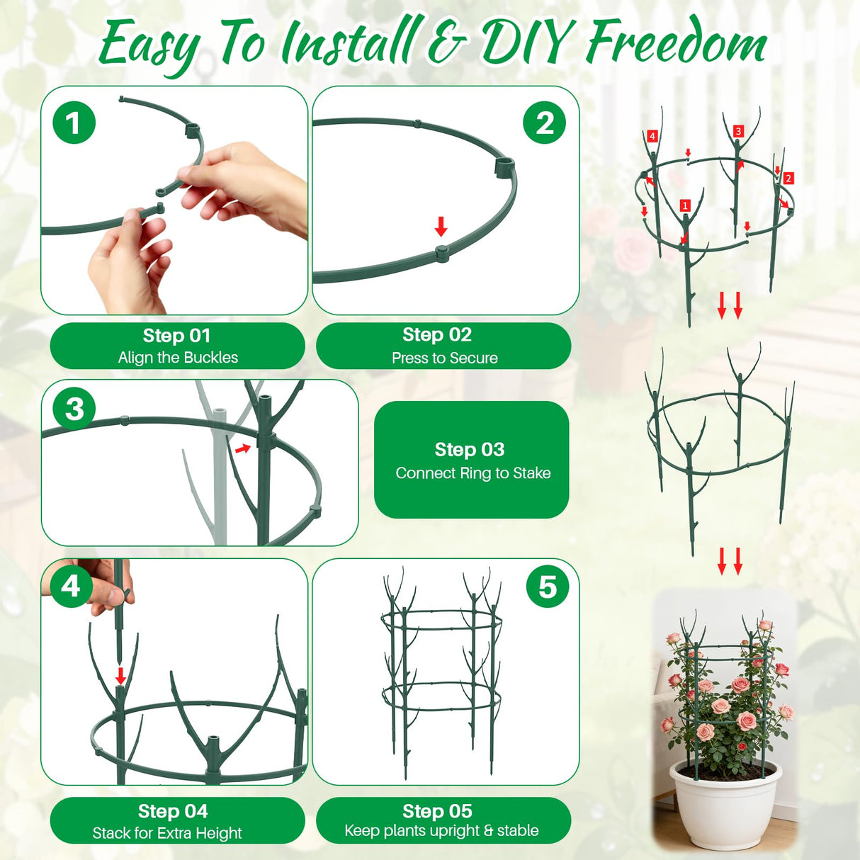 DRAINJH Monstera Plant Support Stakes, 30 Pcs Stackable Plant Support Stakes Sticks Poles for Indoor & Outdoor Plants, Climbing and Potted Plants, Stem Supports, Pothos