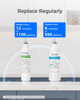 Waterdrop G3-2CFCB Filter, Replacement for Waterdrop G3-W & G3P600 & G3P800 Reverse Osmosis System, Pack of 2 G3-N1CF Filters and 1 G3-N3CB Filter, 1-Year Combo