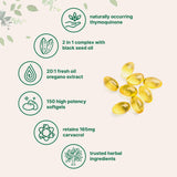 Micro Ingredients Oil of Oregano Softgels, 150 Count | 2 in 1 Formulated with Black Seed Oil, 4X Strength Carvacrol & Thymoquinone | Plant Based, Non-GMO & Immune Support