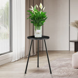 KINNARY Tall Plant Stand, Mid Century Wood Indoor Plant Stand Black Plant Table for Flower Pots, Metal Plant Holder, Modern Home Decor Small Round Side End Table (11.8"x20")