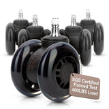 ZOFF Double Rollerblade Office Chair Wheels - 3 inch - Replacement Rubber Chair Casters - Smooth & Quiet Rolling - Easy Installation - Safe for Hardwood Floors & Carpet - Universal Fit - Set of 5