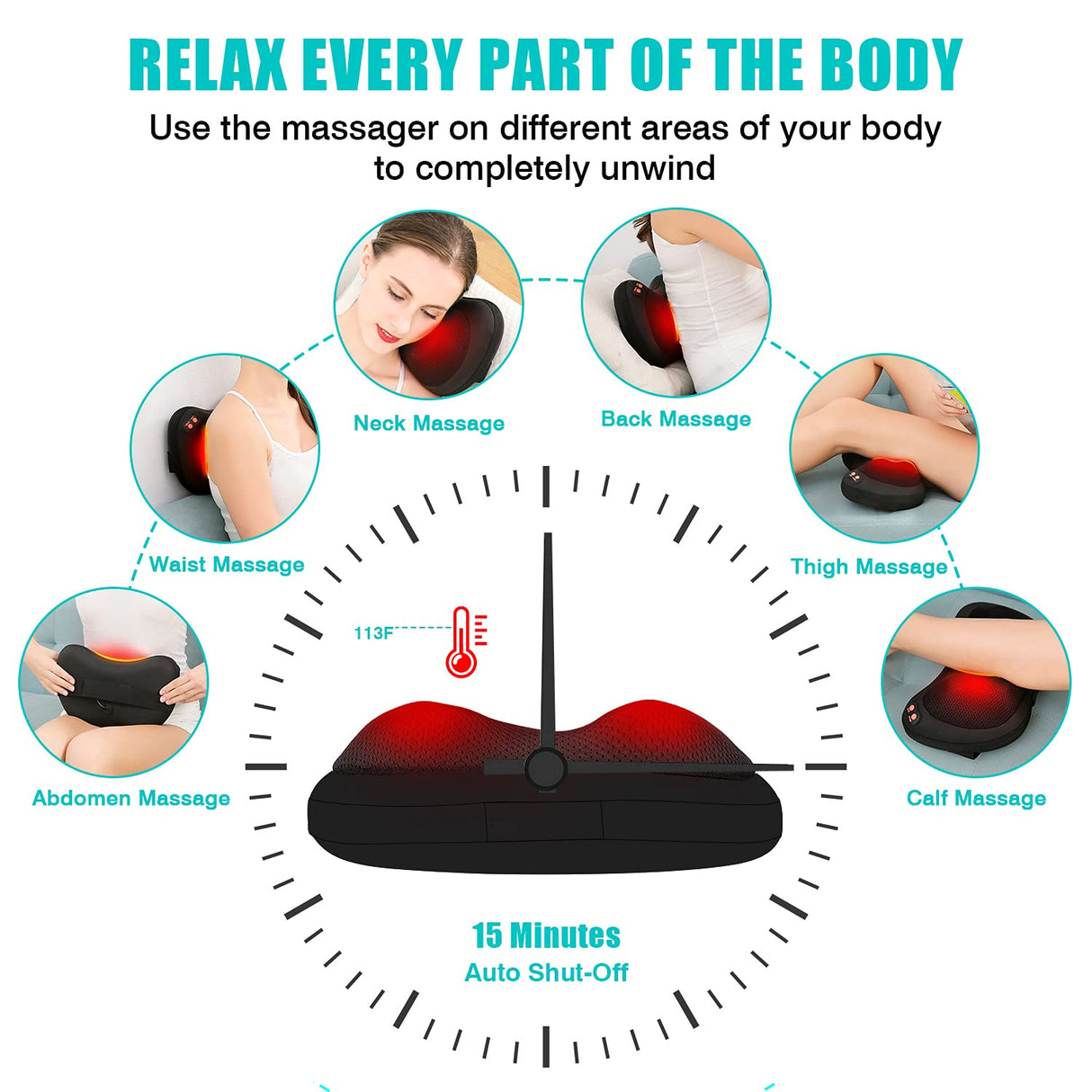 iKristin Back Massager, Shiatsu Neck Massager with Heat, Electric Back Massager for Shoulder, Back, Leg, Deep Tissue Kneading Massage to Relief Muscles, Massage Pillow for Mom/Dad/Women/Men