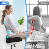 CushZone Seat Cushion, Memory Foam Office Chair Seat Cushion for Office Chairs/Car/Long Trip/Desk Chair/Gaming, Extra Large Size for Sciatica & Hip & Tailbone Pain Relief, Sciatica Support (Black)