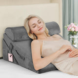 Domusensus Bed Wedge Pillow for Sleeping, 3Pcs Adjustable 9&12 Inch Fold Wedge Pillow for Sleeping,Back Pain Relief,Knee Support,Cooling Memory Foam Pillows for Acid Reflux,Snoring,Dark Grey