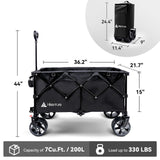 Hikenture Collapsible Beach Wagons with Big Wheels for Sand, 330lbs Cart
