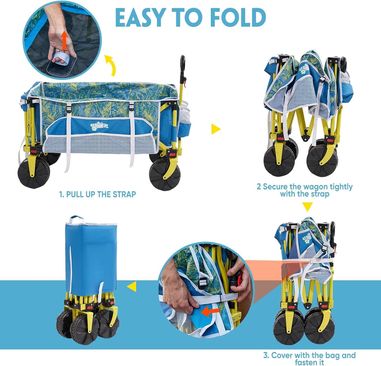 Beach Wagon with Big Wheels for Sand, Flip-Out Tailgate, 330 lb Capacity