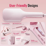 Hair Waver LENA S16 Beach Waves Curling Iron, Hair Tool for Women with 3 Titanium Ceramic Barrels, Anti-Scald Protection, Smart Timer & Adjustable Temps, Dual Voltage, 1.25 Inch, Pink