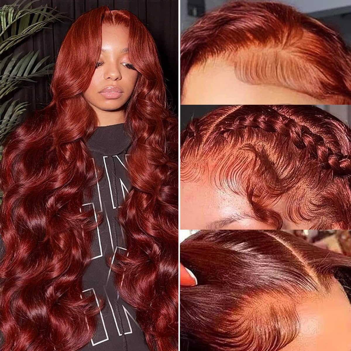 30 Inch Reddish Brown Lace Front Wigs Human Hair 13x6 Body Wave Lace Front Wig 180% Density 33# Lace Frontal Wigs Human Hair Pre Plucked with Baby Hair for Women Auburn Brown Human Hair