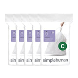 simplehuman Code C 100 Count, Dispenser Packs Custom Fit Liners, Drawstring Trash Bags, 10-12 Liter / 2.6-3.2 Gallon, White