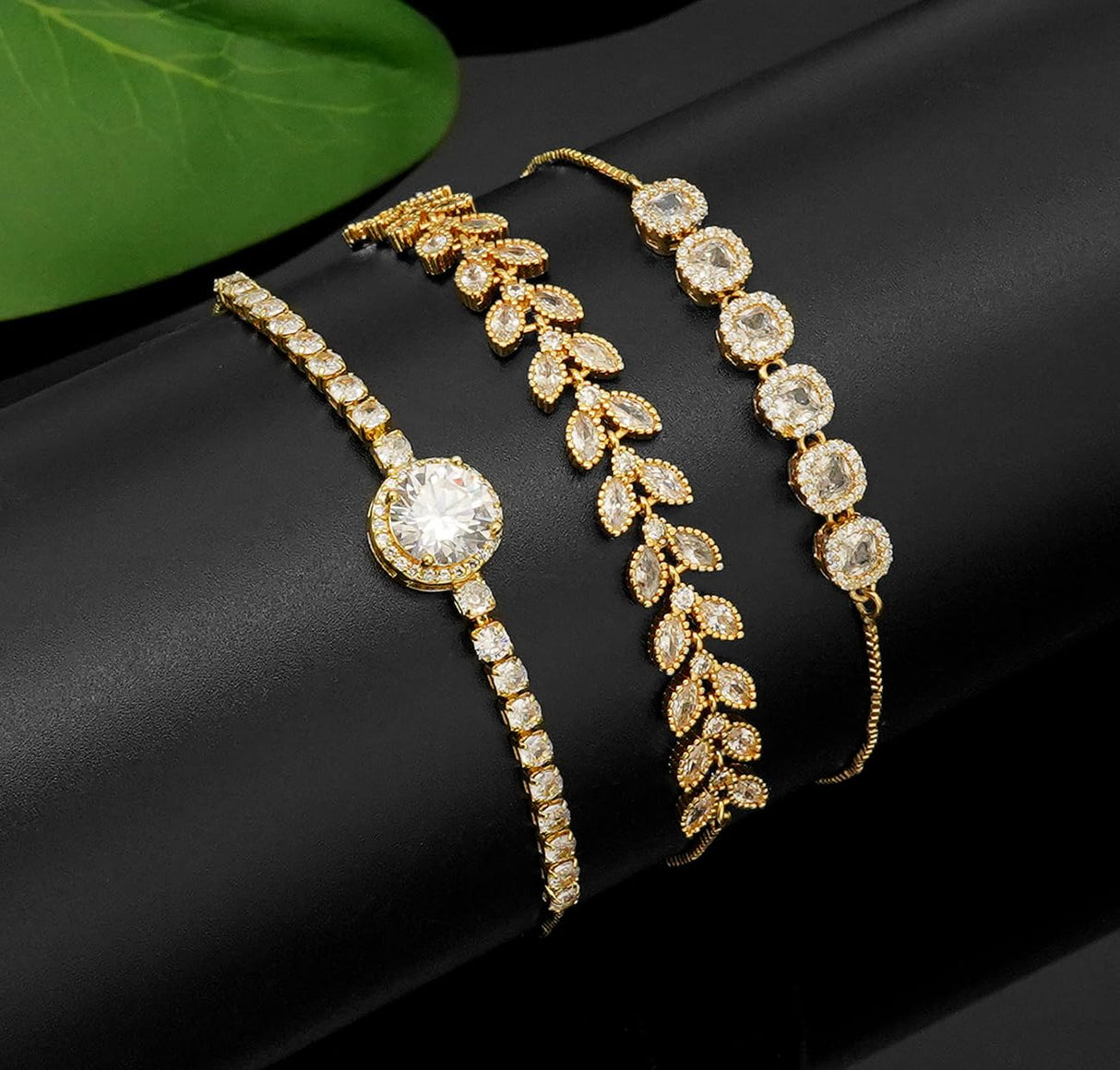 Wovanoo Tennis Bracelet for Women Cubic Zirconia Bracelets Adjustable Slider Bracelets Gold
