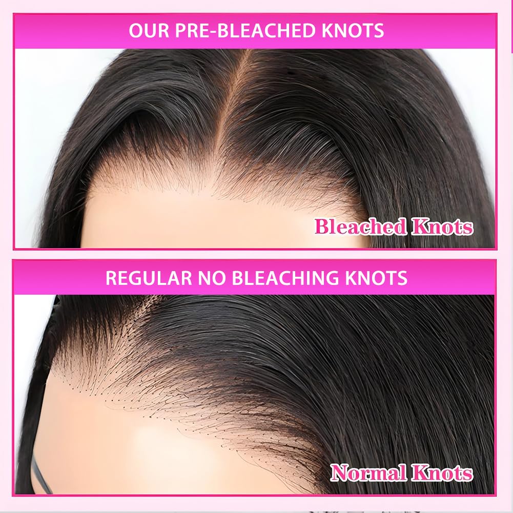 26 Inch Bye Bye Knots Wear and Go Glueless Wigs Human Hair Deep Wave HD 7X5 for Real No Glue Lace Wig, 3D Dome Cap Glueless Wig Pre Plucked, Pre Cut Glueless Wig Natural black 200% Density