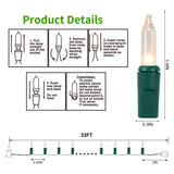 3 Sets Christmas Lights, 150 Count 33 FT Each Mini String Lights, Clear Green Wire Fairy Light, 120V UL Certified Connectable Xmas Tree Light for Holiday Patio Party Outdoor Decoration, Warm White