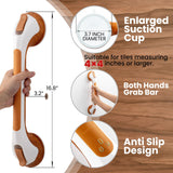 TAILI Grab Bars for Bathtubs and Showers 2 Pack Suction Grab Bar, Heavy Duty Shower Handle Removable Bath Handrails for Seniors and Elderly, Bathroom Safety Grip No Drilling Waterproof,Wood Grain