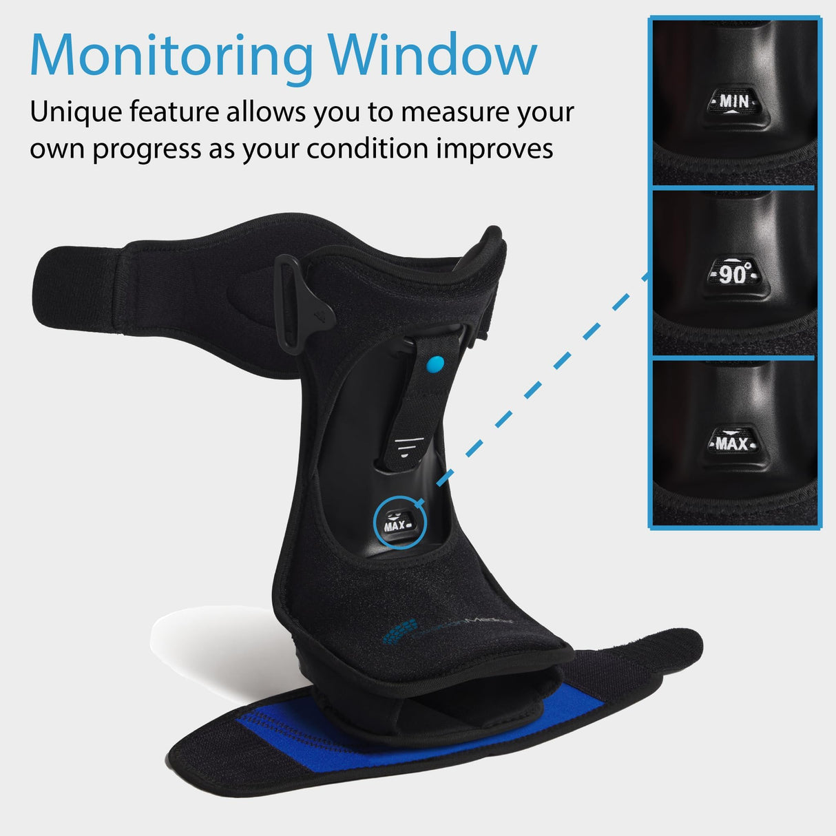 Ovation Medical Hybrid Night Splint - Comfortable and Supportive Plantar Fasciitis Night Splint - Premium Nighttime Foot Brace for Heel Pain - Combination Posterior and Dorsal (Small - Medium w/Accessory Strap)