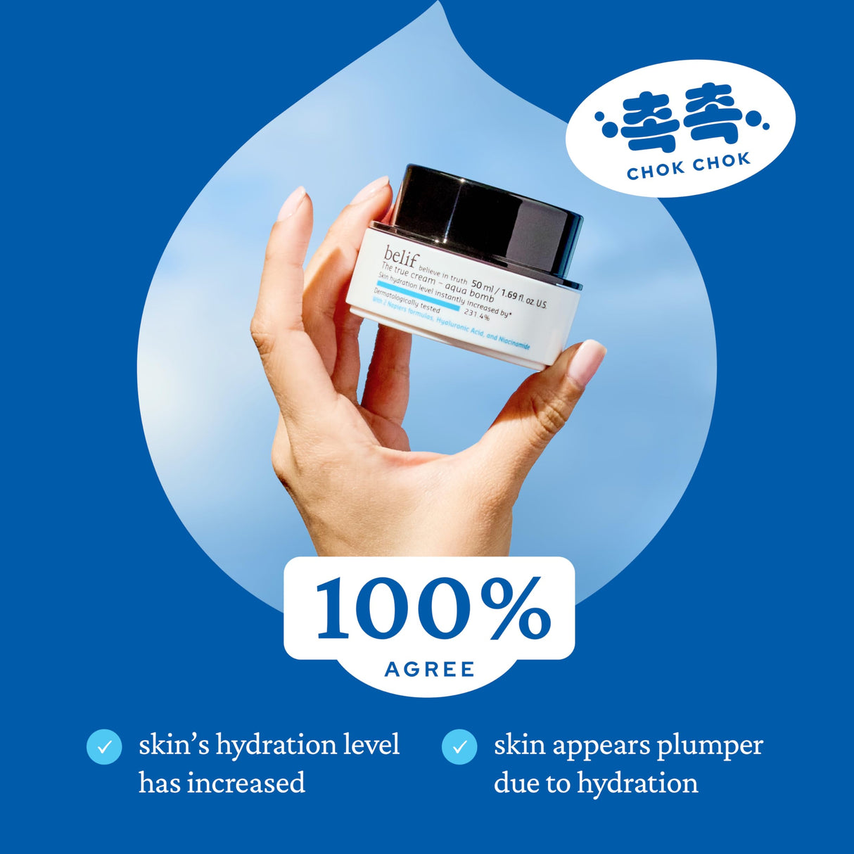 belif Aqua Bomb – Daily Niacinamide Hydrating Moisturizer, Lightweight Plumping Facial Cream with Hyaluronic Acid & Squalane, Cooling Effect, Anti-Aging, Korean Skincare, 3.3 fl oz (100ml)