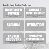 HEARTHY FOODS Creatine Monohydrate Micronized Powder 500G - 100 Servings, 5000mg Per Serving (5g) - for Men & Women Muscle Growth & Recovery - UNFLAVORED