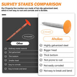 Survey Markers Stakes Property Line Marker Low Profile Boundary Markers - 6 Pack Orange