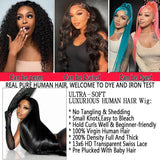 CRCCRC 30 Inch 13x6 Lace Front Wigs Human Hair Pre Plucked 200 Density Straight Glueless Wig HD Transparent Human Hair Lace Front Wigs with Baby Hair Lace Front Wigs for Black Women