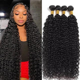 Halerp Water Wave Human Hair Bundles 20 22 24 26 Inch Curly 4 Bundles Human Hair 12A Unprocessed Brazilian Virgin Weave Deep Wave Hair Extension Natural Black