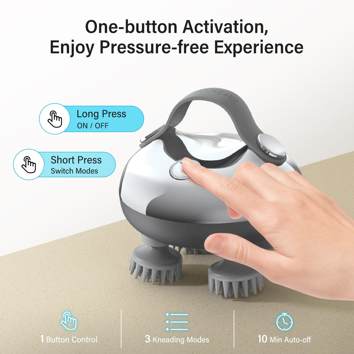 arboleaf Scalp Massager Rechargeable Head Massager Scalp Stress Relax, Waterproof Handheld Hair Scratcher with 8 Removable Massage Claws, Gift