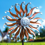 LimeHill Wind Spinners Outdoor Metal Large Wind Spinners for Yard and Garden, Kinetic Wind Sculptures & Spinners with Stake for Family (24" W x 84" H)