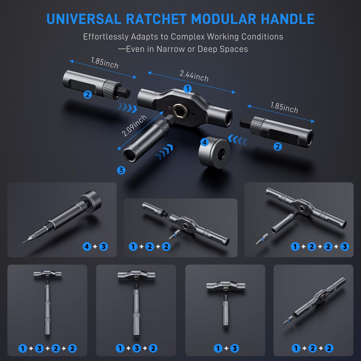 74 in 1 Magnetic Ratchet Screwdriver Set - T Handle Ratchet Screwdriver with S2 Steel Bits, Detachable Design & Storage Case, Precision Repair Tool Kit for Electronics, Furniture, Bicycle, Watch, DIY