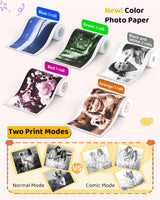 Kids Color Instant Print Camera – Kids Camera with 5 Color Photo Paper, 48MP & 1080P Video, 21 Fun Frames, 32G Card, Christmas/Birthday Gifts for Girls and Boys Ages 3 4 5 6 7 8 9 10 11 12 -White