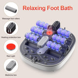 GEHONA Collapsible Foot Spa Bath with Heat,Foot Massager with Two Side Supports,Leakage Protector,Temperature Control,Bubbles,Red Light,Timer, Feet Spa Tub,Feet Soaker,Gifts (White)