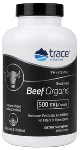 Trace Minerals Beef Organ, 600mg - Bone & Energy Health Support Supplement - Nutritional Supplement Aids Healthy Organs - Healthy Hearth & Immunity Support with Minerals - 180 Capsules (30 Servings)