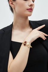 joymiao Gold Bracelet for Women Trendy Chunky Thick Gold Bangles Bracelet