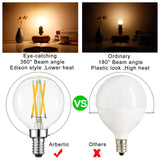 Arberlic G16.5 Light Bulb,4W E12 LED Bulb dimmable Equivalent E12 Candelabra Bulb 40 Watt,Warm White 2700K,400lm,CRI85+,AC120V,Edison Style,Clear Glass,ETL Listed,Pack of 6