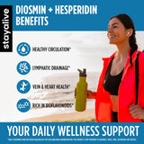 STAY ALIVE Diosmin Hesperidin 1000mg Complex, 120 Count, Citrus Bioflavonoids Rich Fruit Extract, 2 Month Supply, 100% Vegetarian, Non-GMO & Gluten Free Hesperidin and Diosmin Supplement Capsules