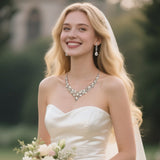 BriLove Women's Wedding Statement Necklace Dangle Earring Jewelry Clear