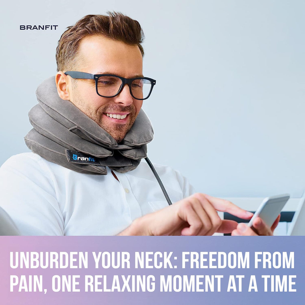 Branfit Cervical Neck Traction Device Pro - Adjustable Neck Support and Neck Stretcher for Spine Alignment and Neck Pain Relief