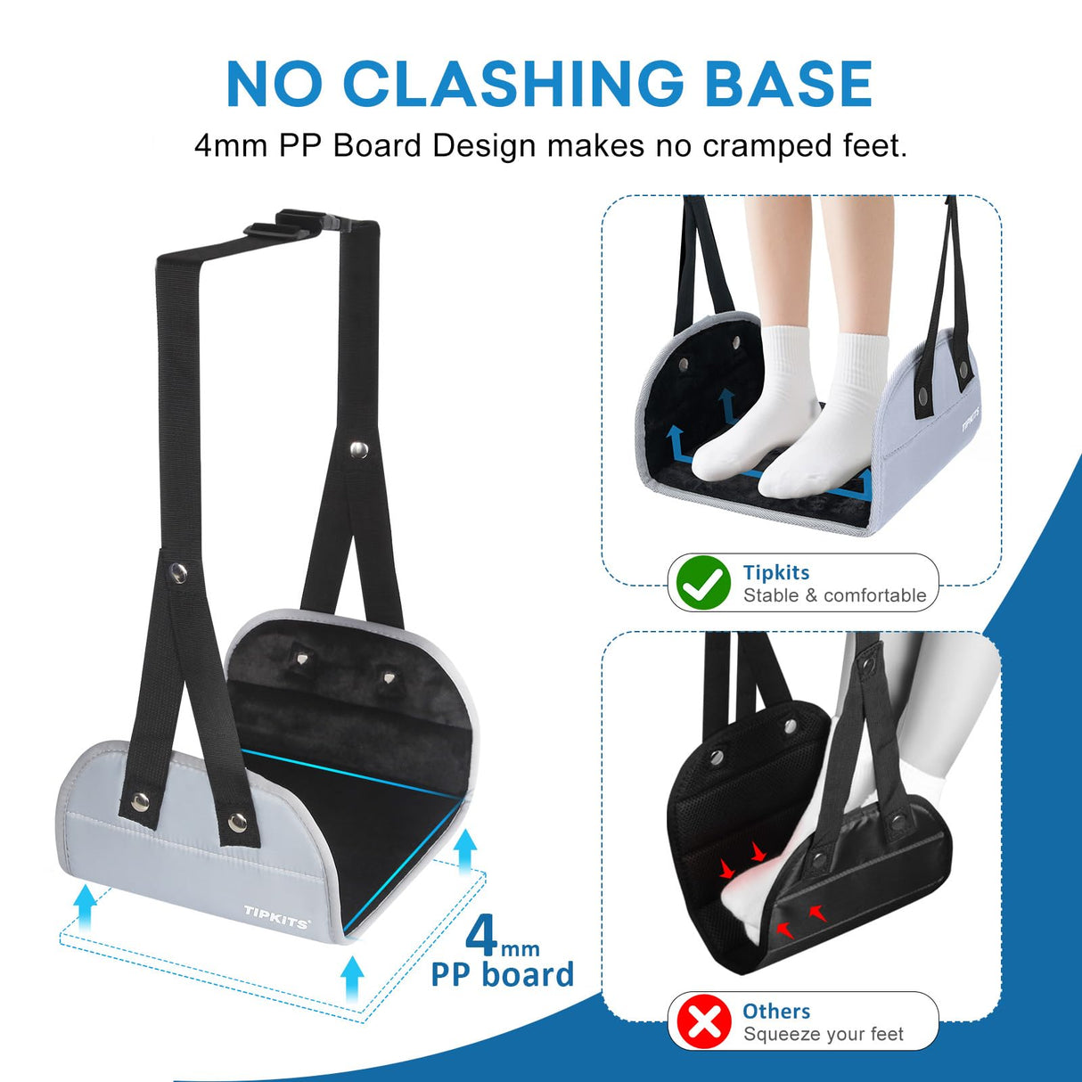 TIPKITS Airplane Footrest with Comfortable No Clashing Base, Portable Travel Foot Rest Made with Premium Memory Foam, Airplane Travel Accessories to Reduce Swelling and Soreness, Gifts for Travelers