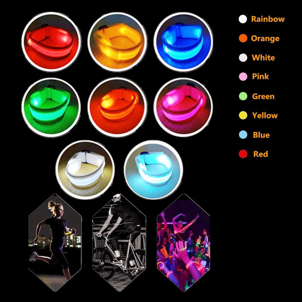 FANL 8/12/24 Pack LED Glow Bracelets, 8 Colors, Light Up Party Favors