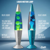 JAMBO 2 Pack- 16" Beautiful Lamp- Blue with Yellow/Green Wax and Purple with Pink Wax, Relaxing Liquid Lamp, Night Light Nightlight, Lamps for Adults Teens Kid