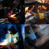 TICONN 16 Inch Welding Gloves, 1000°F Heat-Resistant Fireproof Leather Gloves for Welders, Stick, Forge, Mig, Tig, BBQ, Baking, Oven (Black/Red, L)