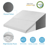 OAISZ Wedge Pillow for Sleep Apnea, 12 Inch Bed Wedge Pillow for Headboard, Headboard Triangle Pillow Wedge for Acid Reflux, After Surgery, Snoring, Cooling Memory Foam Top, Removable Cover