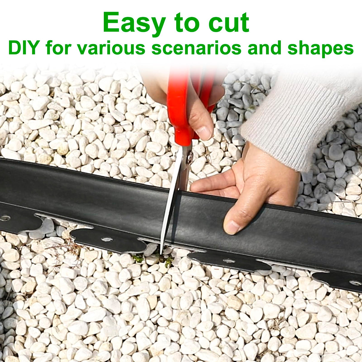 JERIA 2 Inch Tall 66 FT Garden Edging Kit with 90pcs Spikes, Plastic Edging for Landscaping