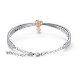 Swarovski Lifelong Heart Bangle, Clear Stones and Rose Gold-Finished Heart Motif in Rhodium-Finished Setting, Part of the Lifelong Heart Collection
