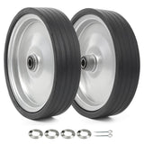 AR-PRO (2-Pack) 10"x2.2" Flat Free Solid Rubber Replacement Tires – 10 Inch Solid Wheels for Hand Trucks, Dollies, Utility Carts, and Wheelbarrows with 2.2" Offset and 5/8" Axle Hole